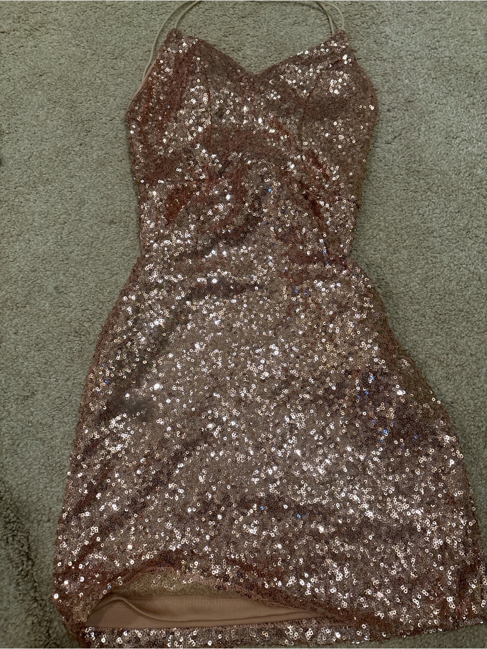 Hello Molly Rose Gold Sequin Spaghetti-Strap Mini Dress